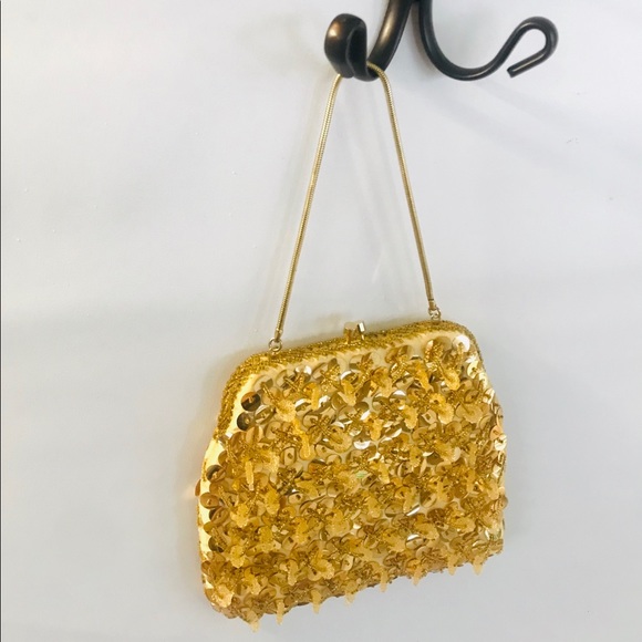 Beautiful Gold Sequence & Beaded Handbag - Picture 2 of 6